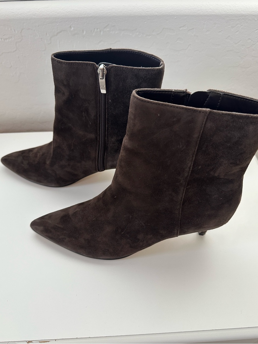 Mark Fisher Suede Pointed-Toe Ankle Booties in Dark Brown Size 9.5 - Picture 6 of 8